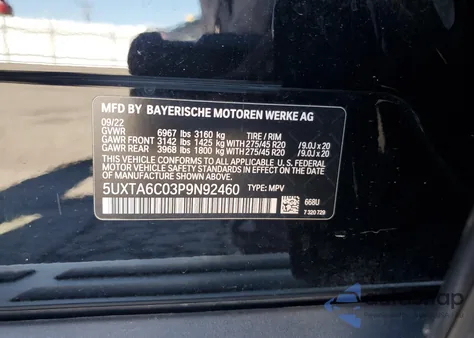 2023 BMW X5 xDrive45E z USA, uszkodzony, nr VIN 5UXTA6C03P9N92460